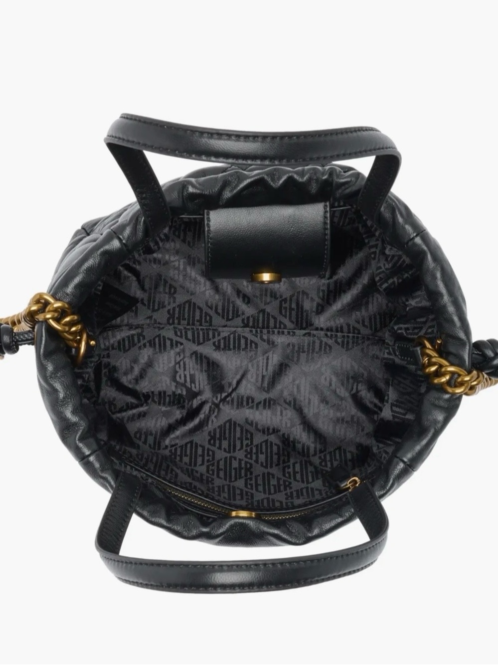 🖤 NWT KURT GEIGER SMALL KENSINGTON BLACK LEATHER DRAWSTRING BAG! - Picture 14 of 16